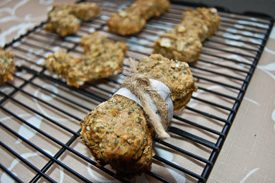 Homemade Doggie Treats with Peanut Butter,  Banana + Parsley