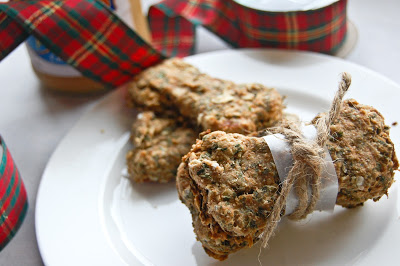 Homemade Doggie Treats with Peanut Butter,  Banana + Parsley