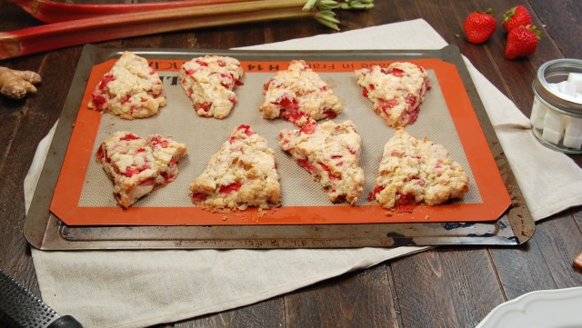 Fresh Rhubarb Strawberry Ginger Scones