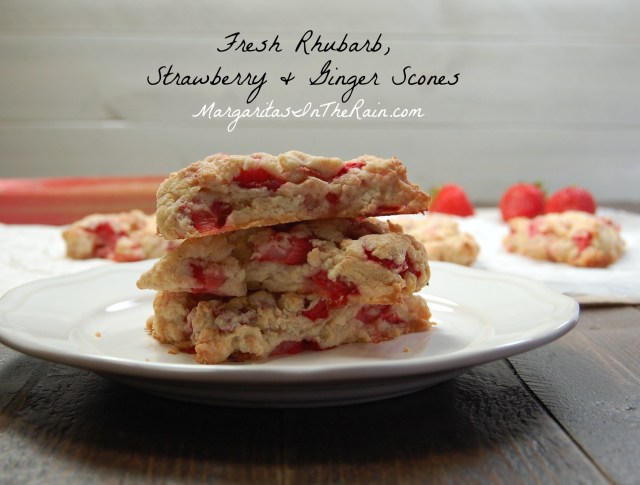 Fresh Rhubarb Strawberry Ginger Scones