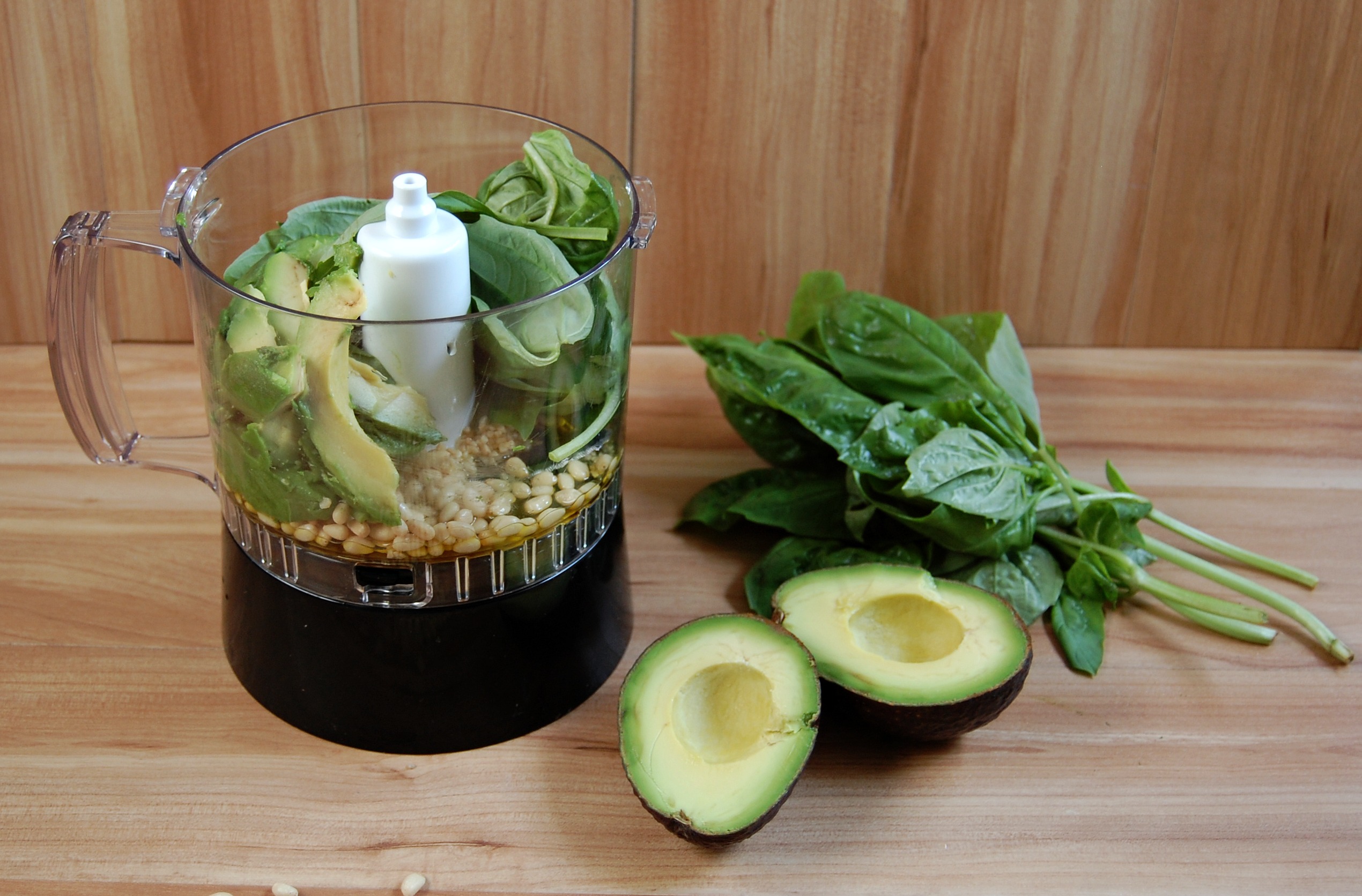 Creamy Avocado Pesto Linguini with Shrimp